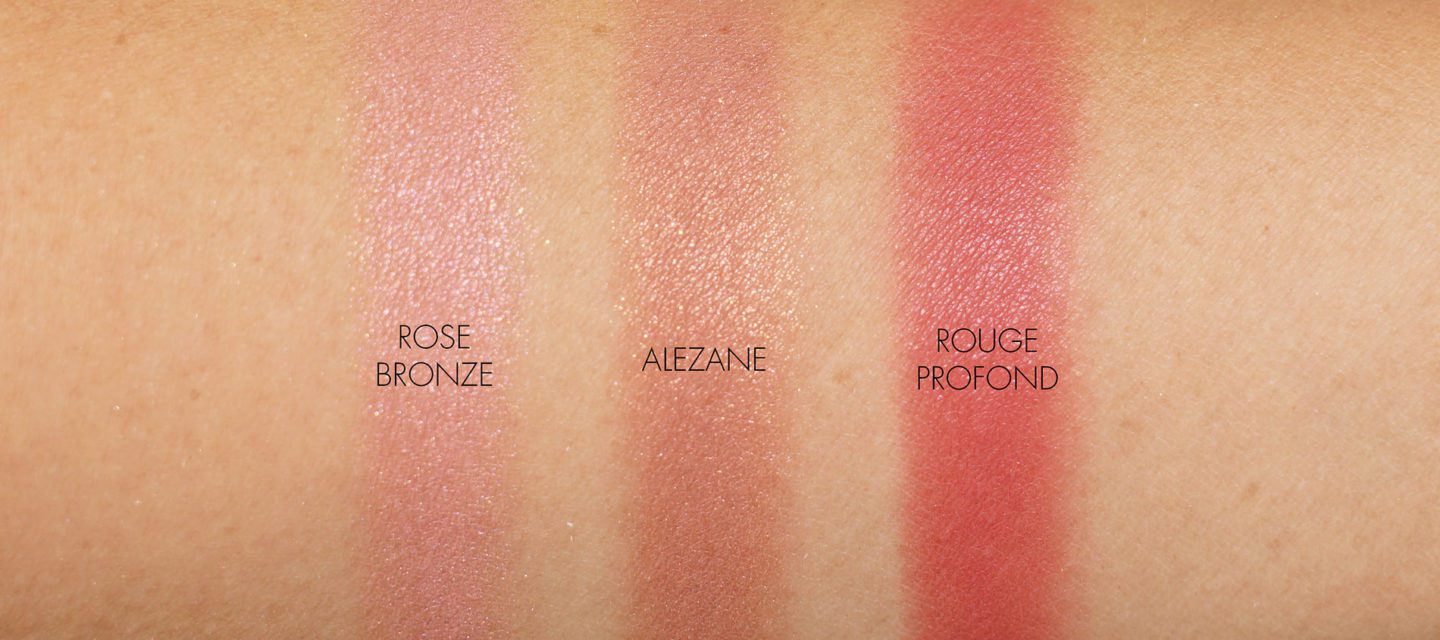 Chanel 40th Anniversary Joues Contraste Blushes Rose Bronze, Alezane and Rouge Profond swatches