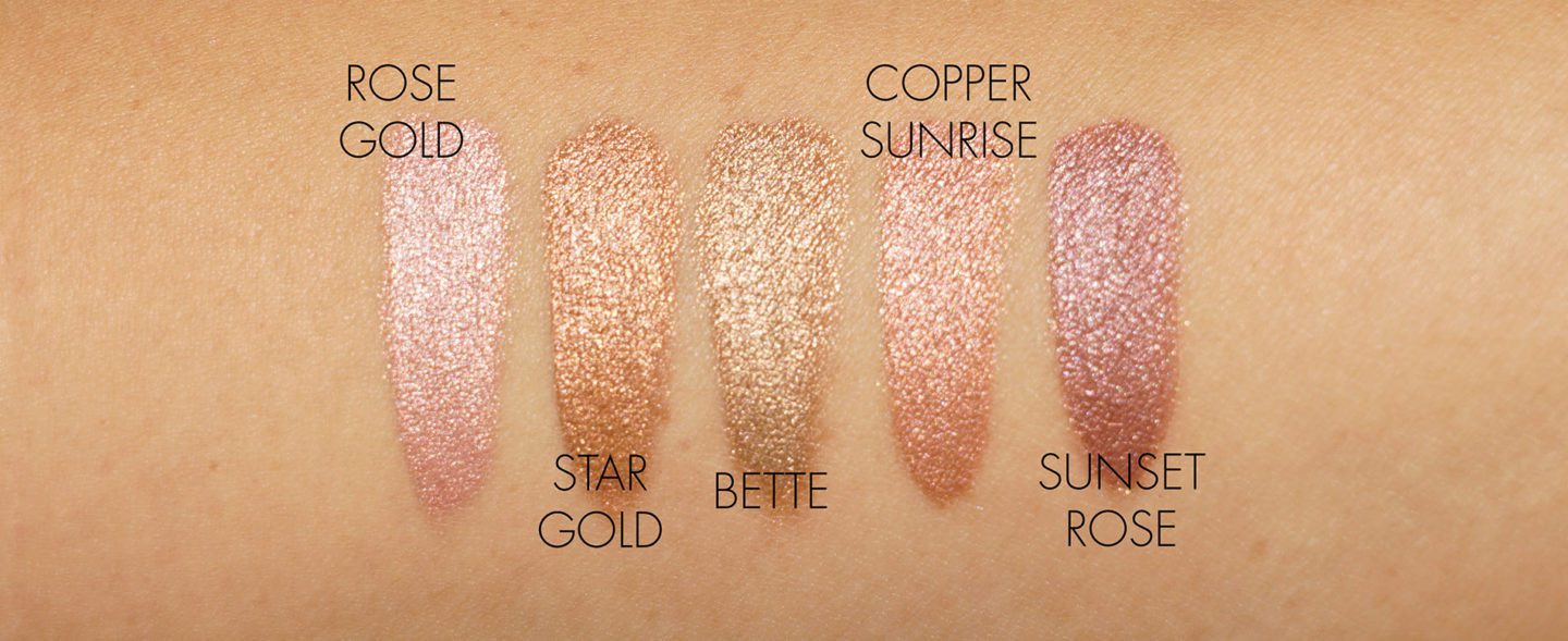 Charlotte Tilbury Eyes to Mesmerise Copper Sunrise and Sunset Rose swatches