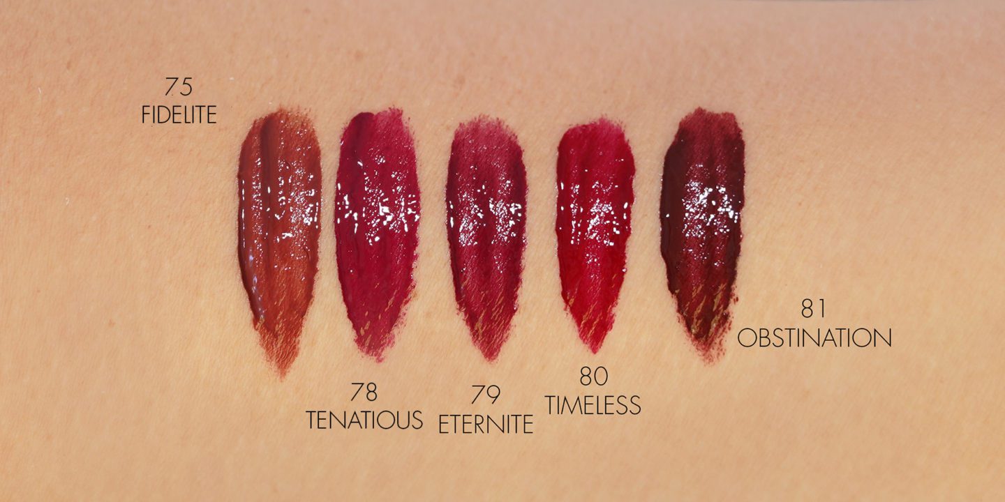 Chanel Rouge Allure Laque 75 Fidelite, 78 Tenacious, 79 Eternite, 80 Timeless, 81 Obstination