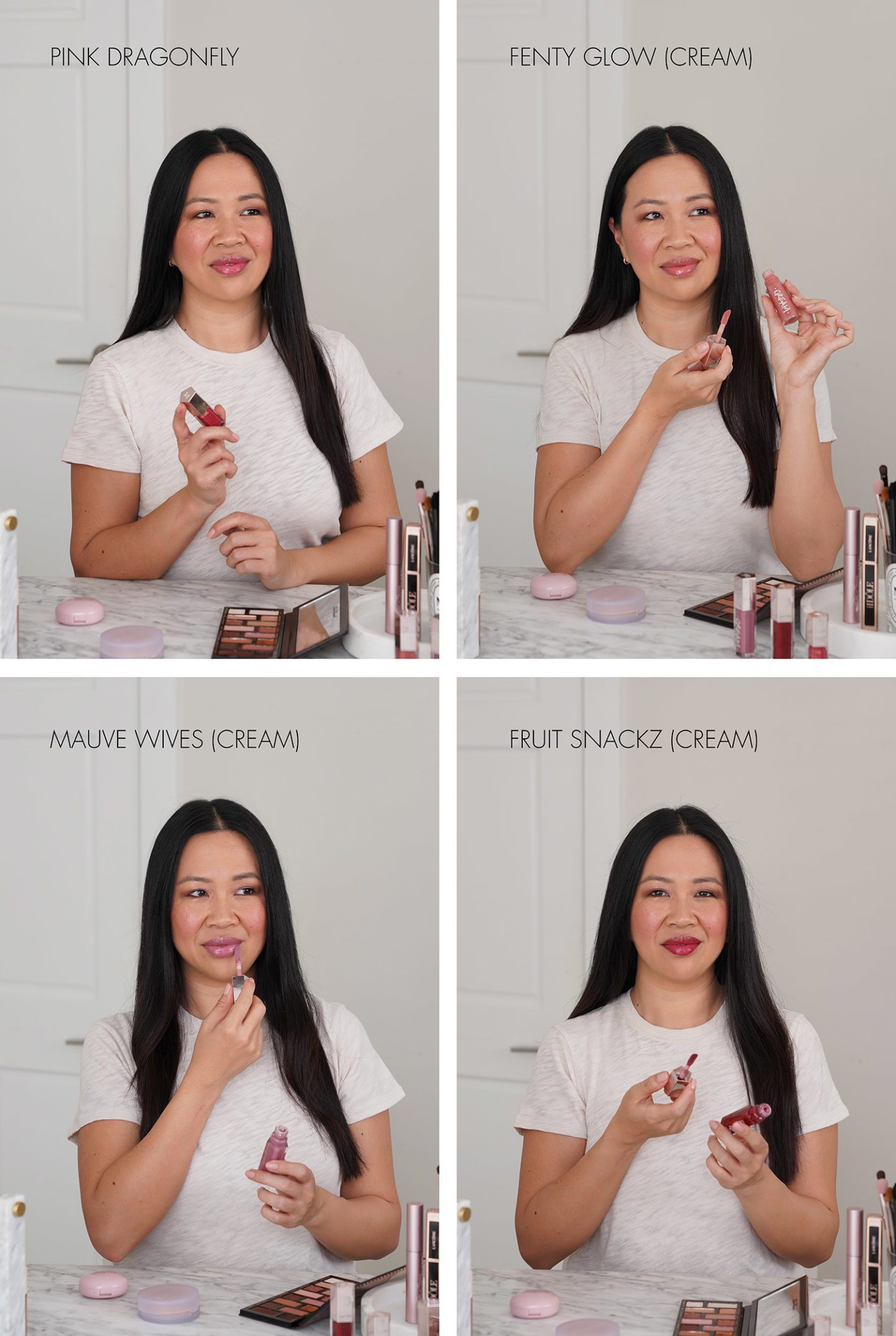 Fenty Gloss Bomb Pink Dragonfly, Cream Color Drip Lip Fenty Glow