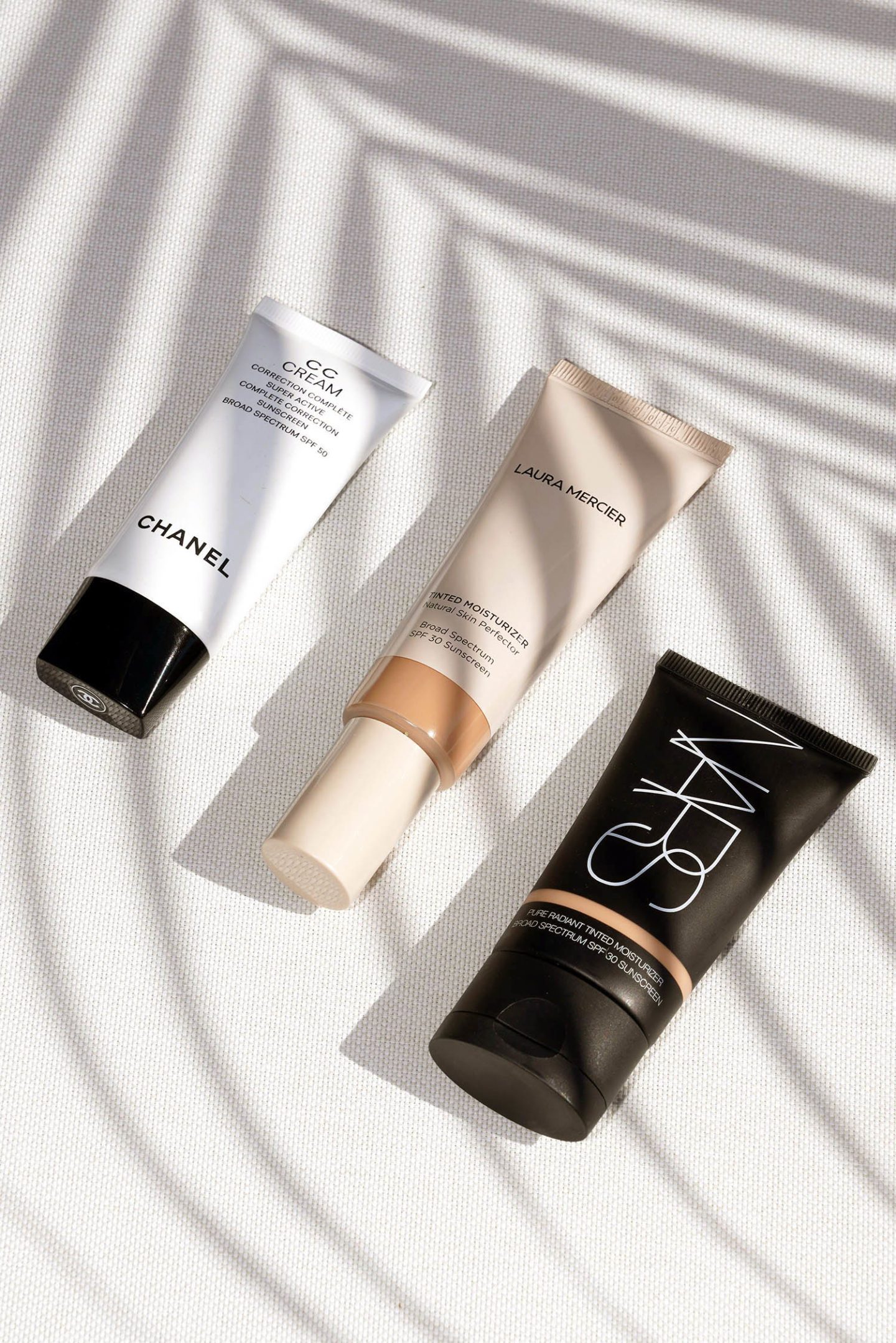 Best Summer Tints Chanel CC Cream, Laura Mercier Tinted Moisturizer, NARS Pure Radiant Tinted Moisturizer