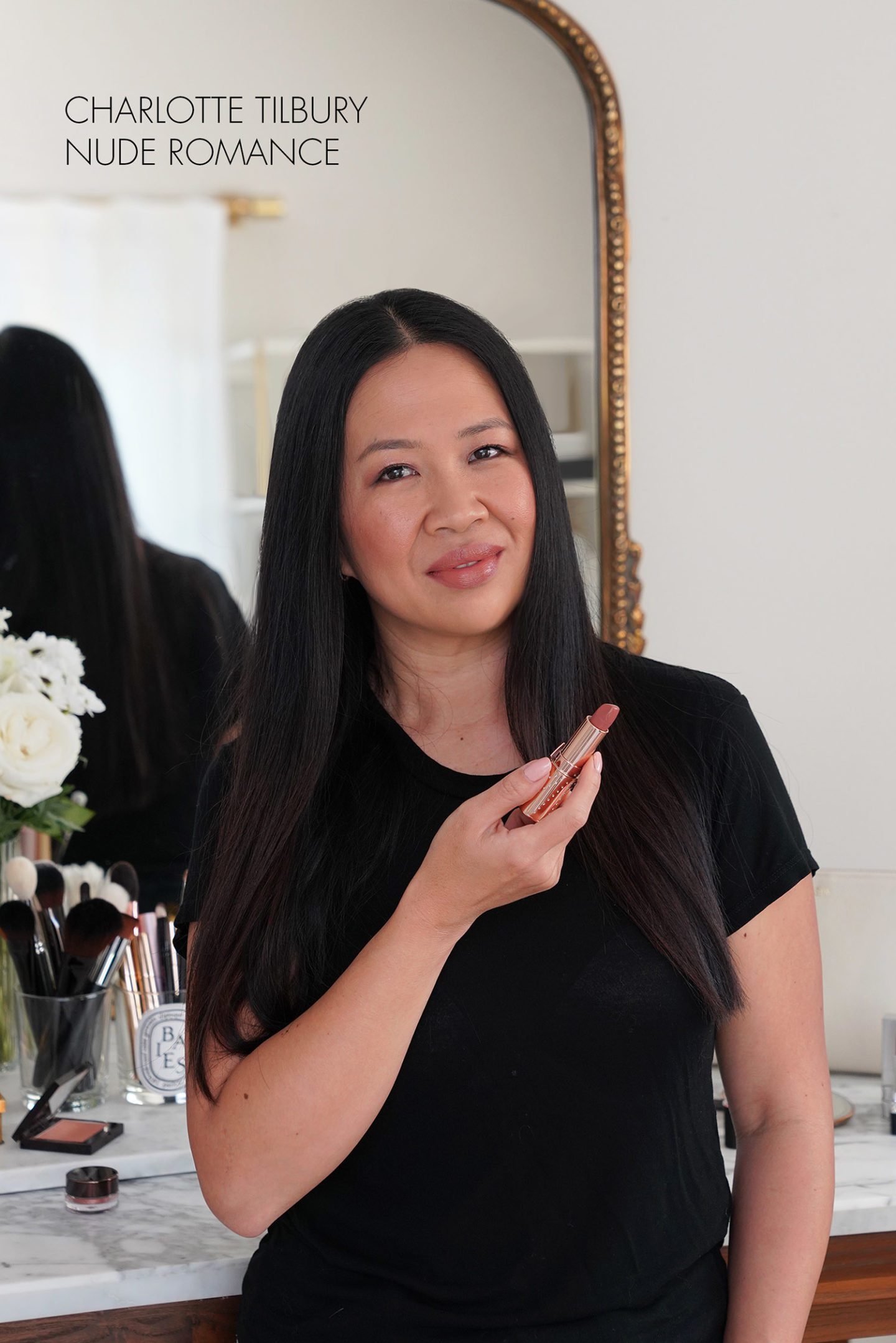 Charlotte Tilbury Lipstick in Nude Romance look