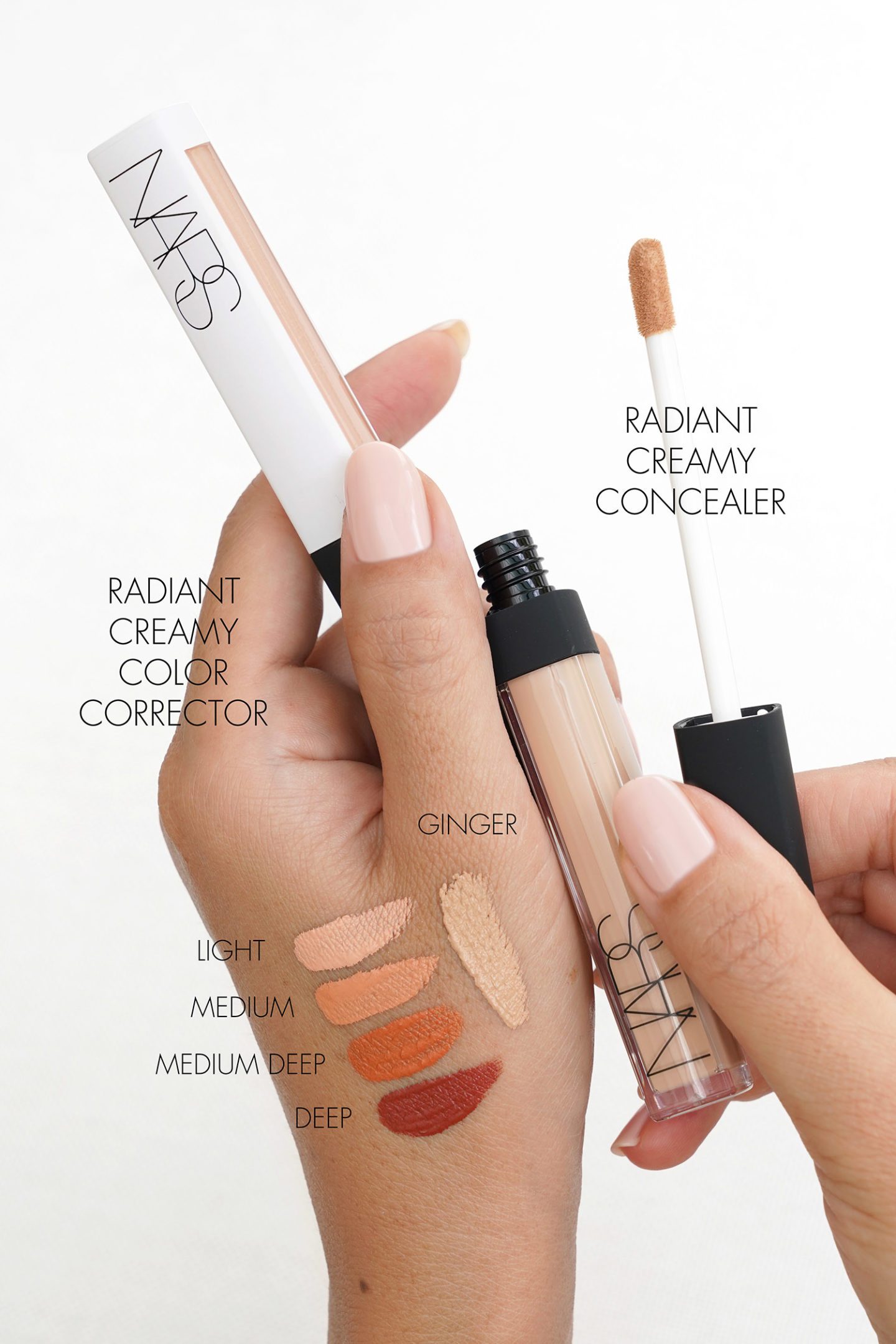 NARS Radiant Creamy Color Corrector vs NARS Ginger Concealer swatch
