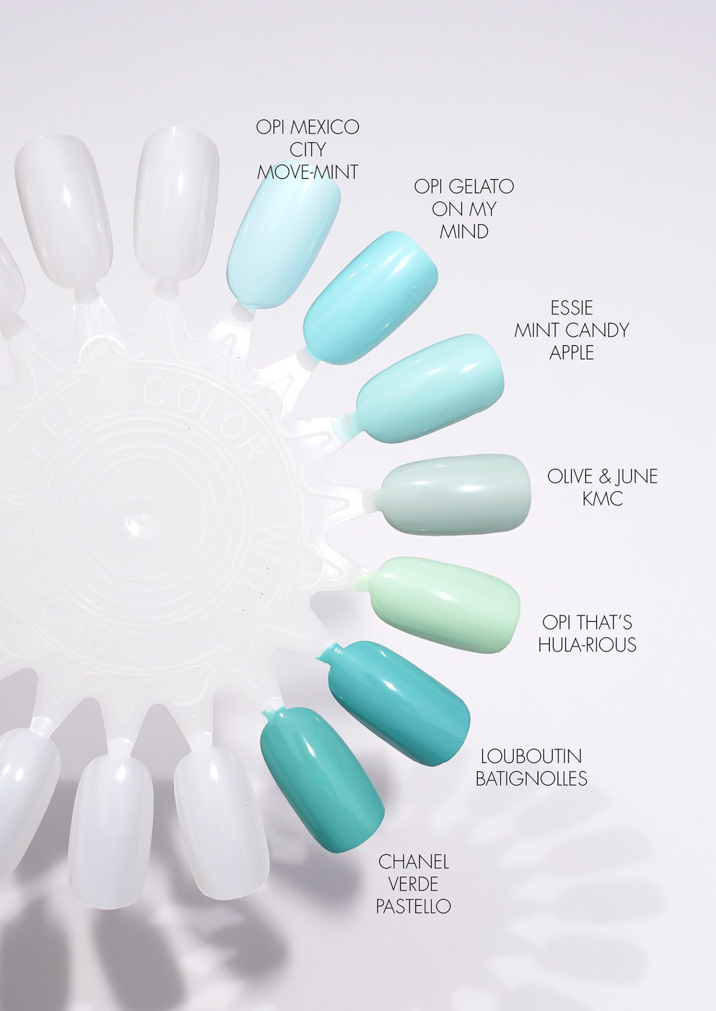 Mint Nail Polish swatches, Essie, OPI, Chanel