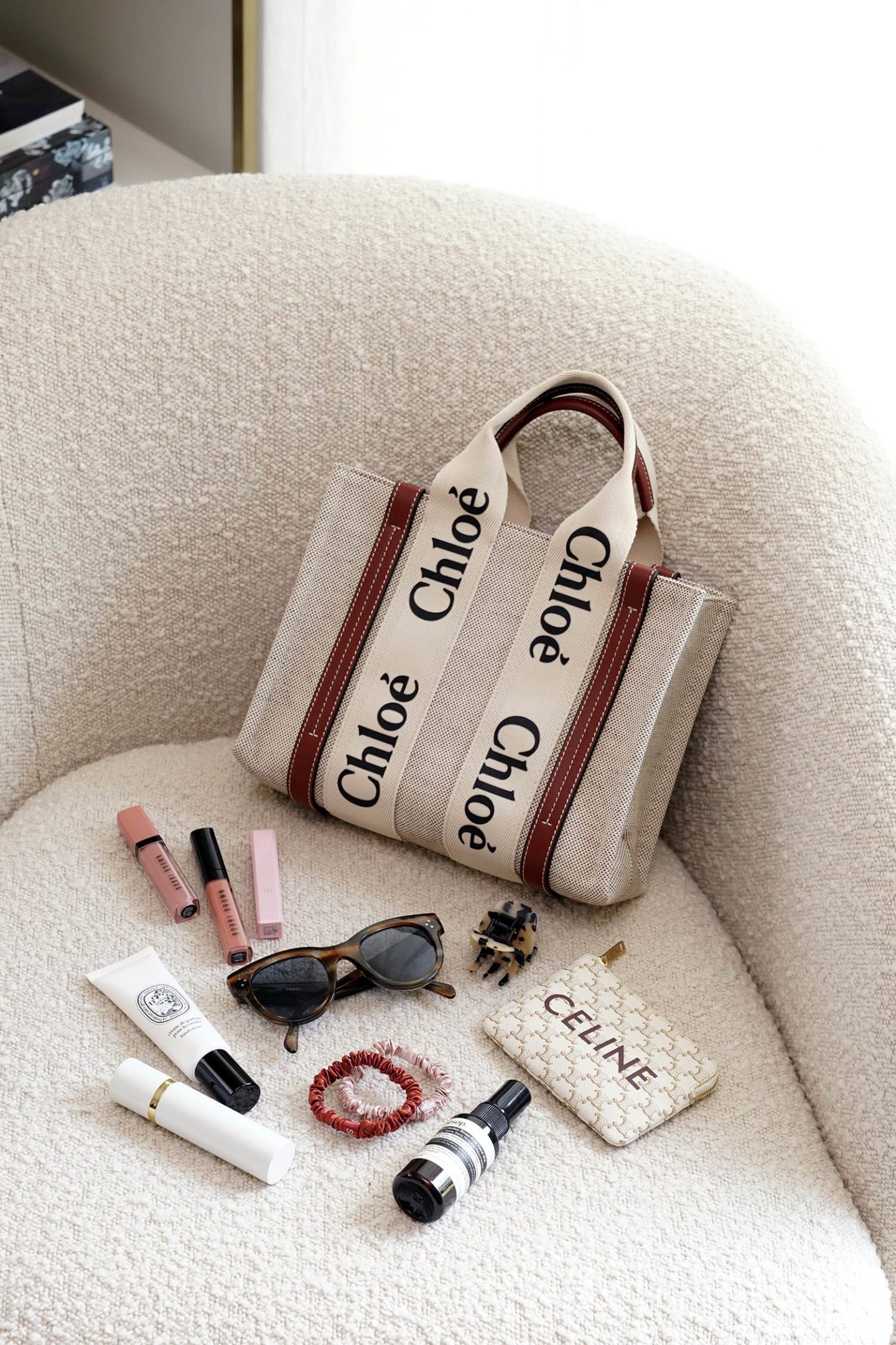 Chloe Small Woody Tote Canvas Brown