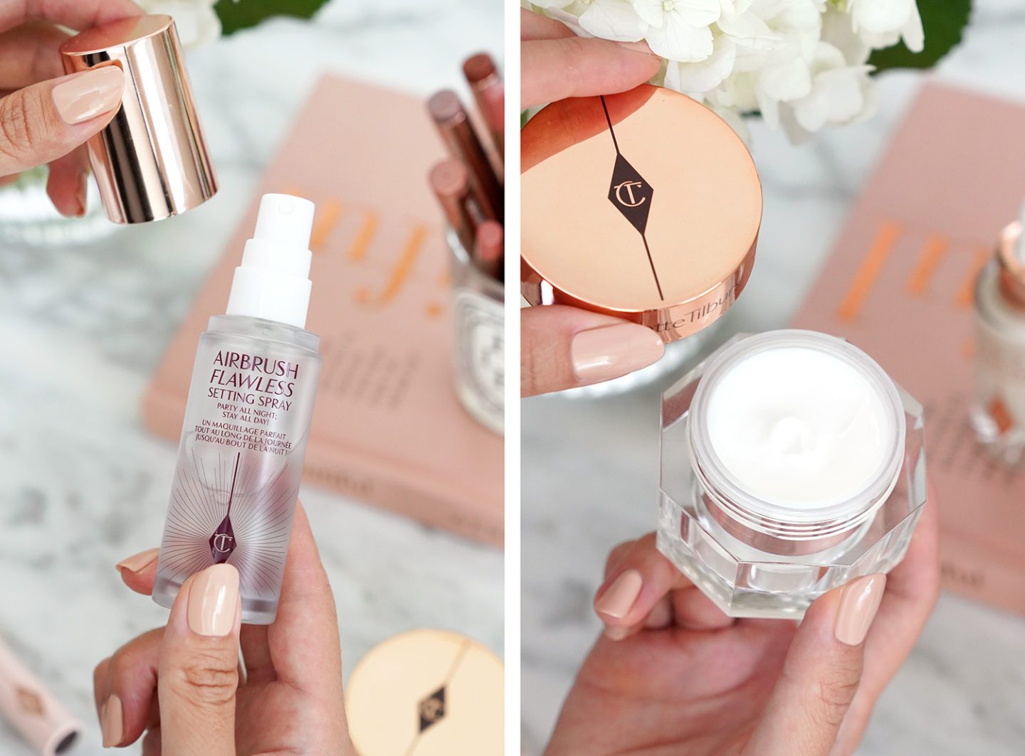 Charlotte Tilbury Setting Spray and Magic Cream minis