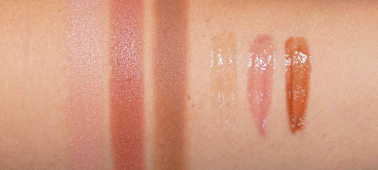 NARS Pleasure Trip Cheek Palette swatches + Afterglow Lip Shine Set