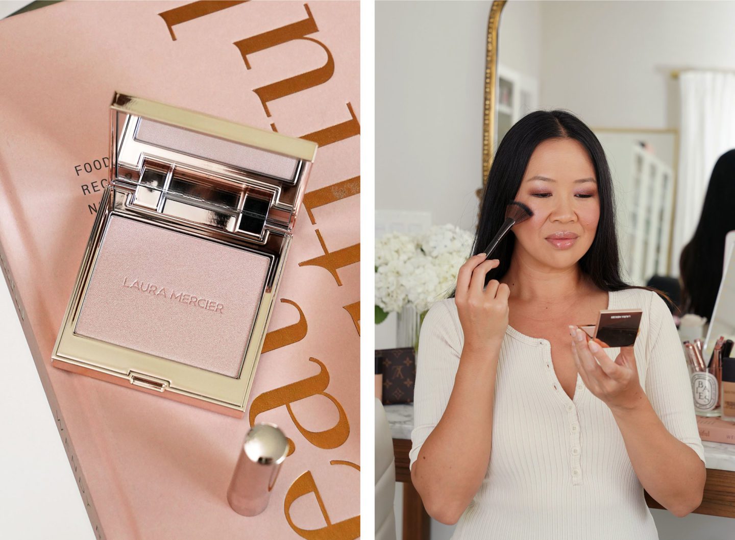 Laura Mercier Highlighting Powder in Rose Glow look