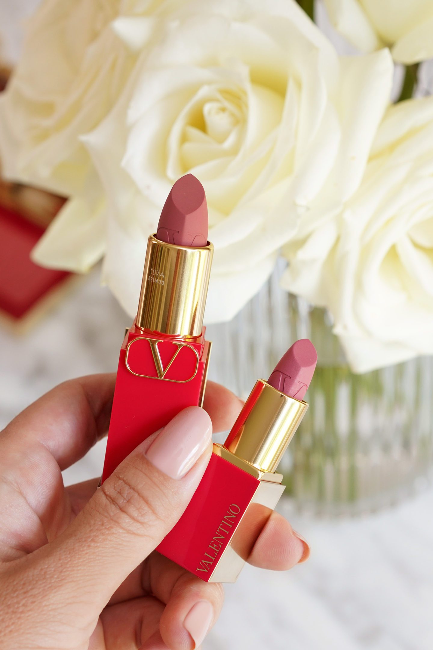 Valentino Rosso Valentino Lipstick 107A and 100R