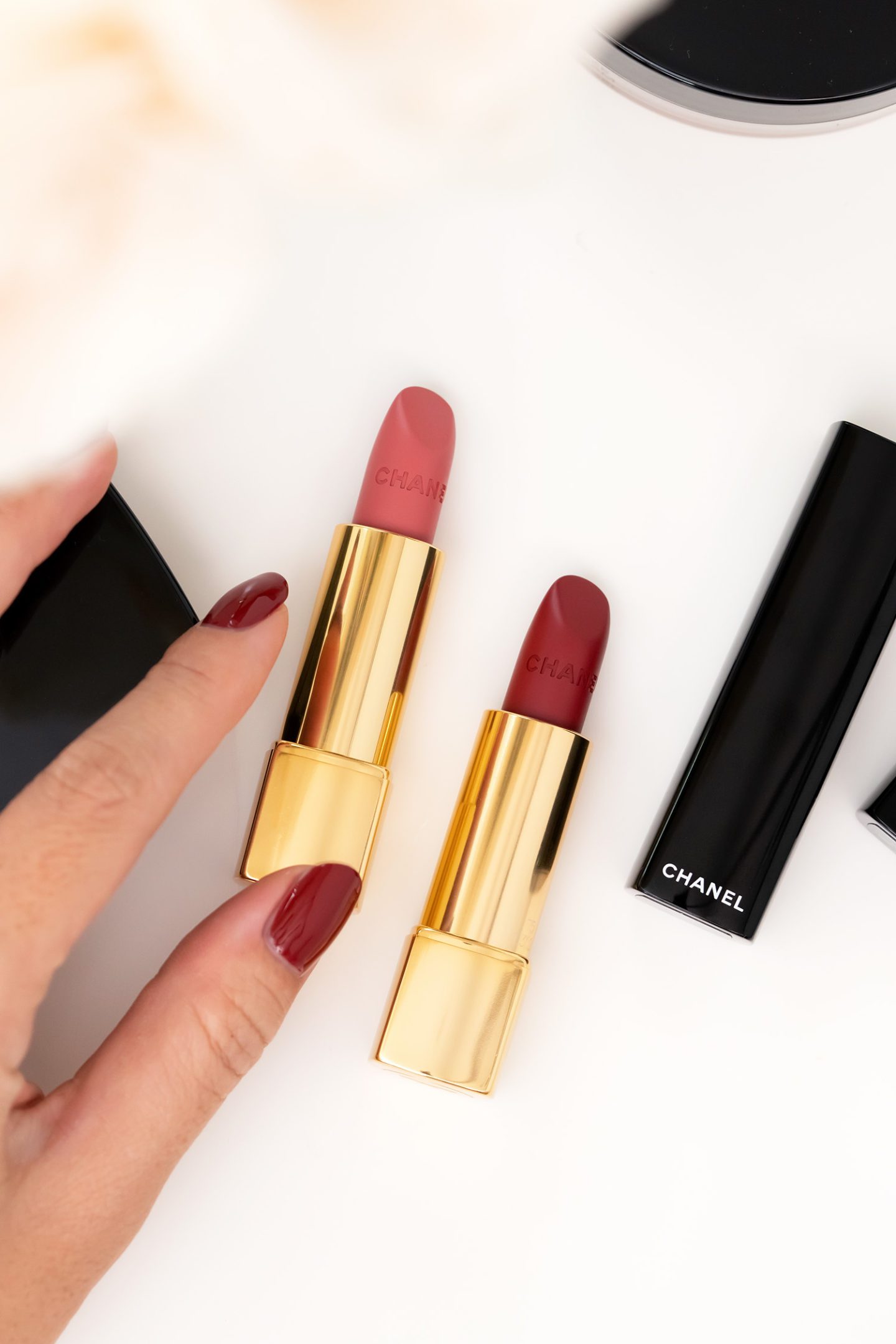 Chanel Rouge Allure Velvet in Low Key and Mode