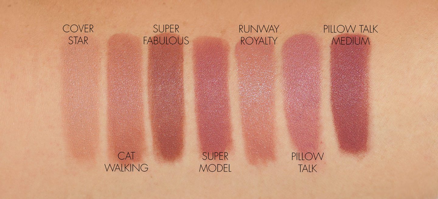 Charlotte Tilbury Super Nudes Lipsticks Cover Star, Catwalking, Super Fabulous, Supermodel, Runway Royalty, Pillow Talk