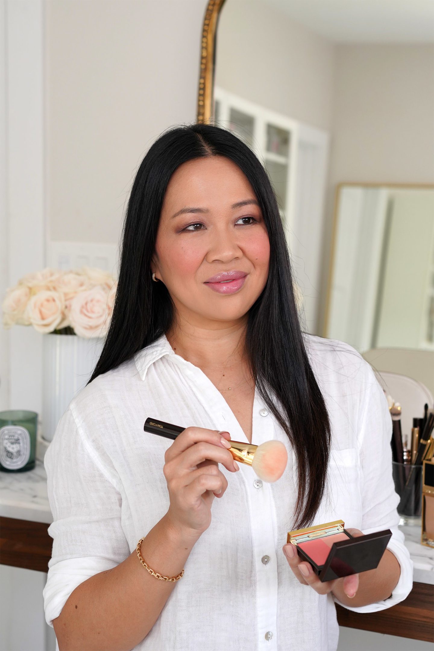 Tom Ford Shade and Illuminate Blush in Explicit Flush, Lip Color in Pink Charade + Gloss Luxe in In The Buff