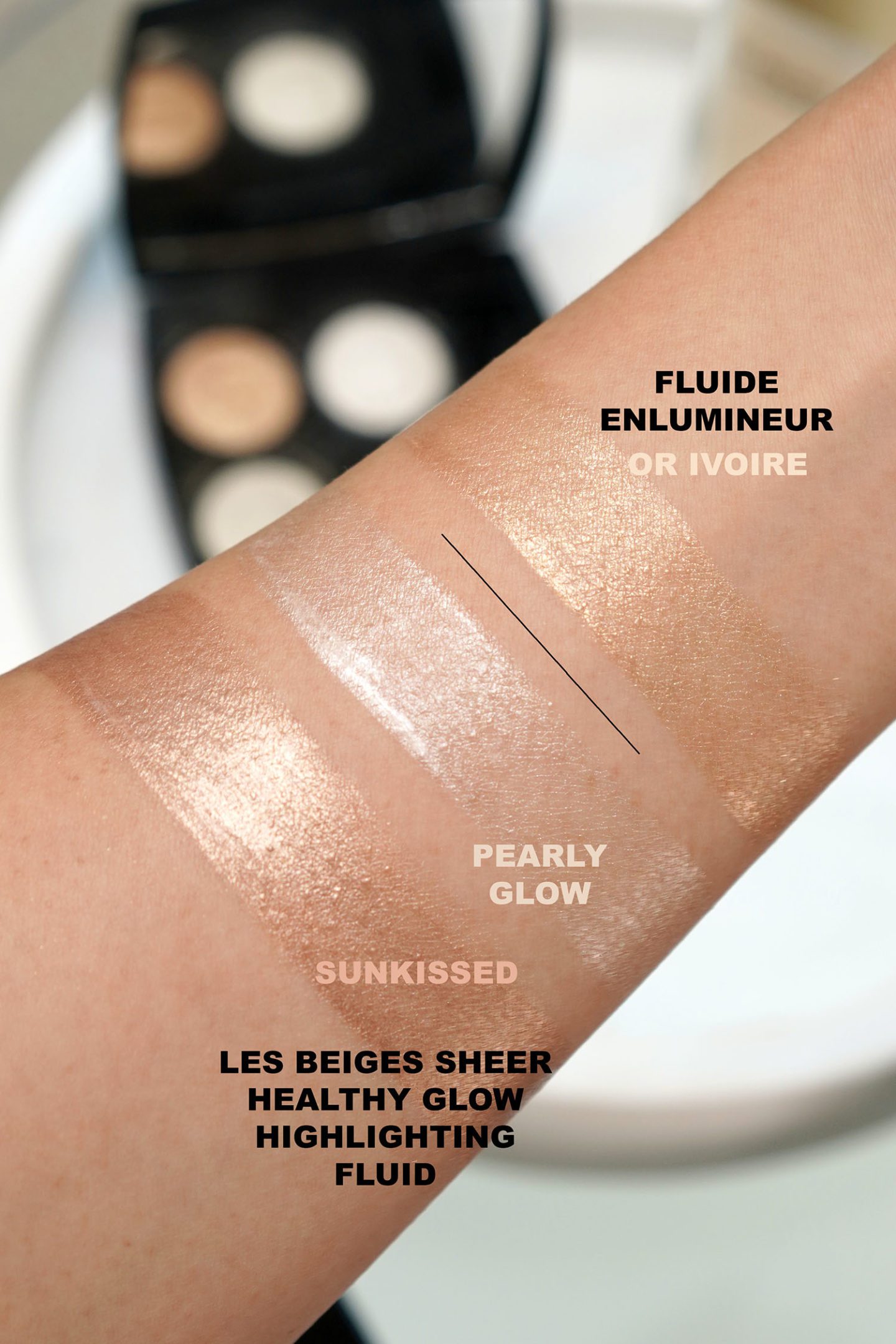 Fluide Enlumineur Or Ivoire swatches vs Les Beiges
