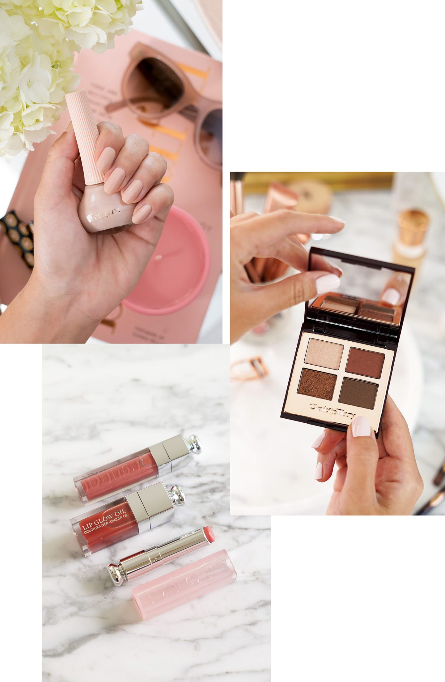 Gucci Anabelle Rose Nail Polish, Charlotte Tilbury Bella Sofia, Dior Lip Maximizer in Rosewood