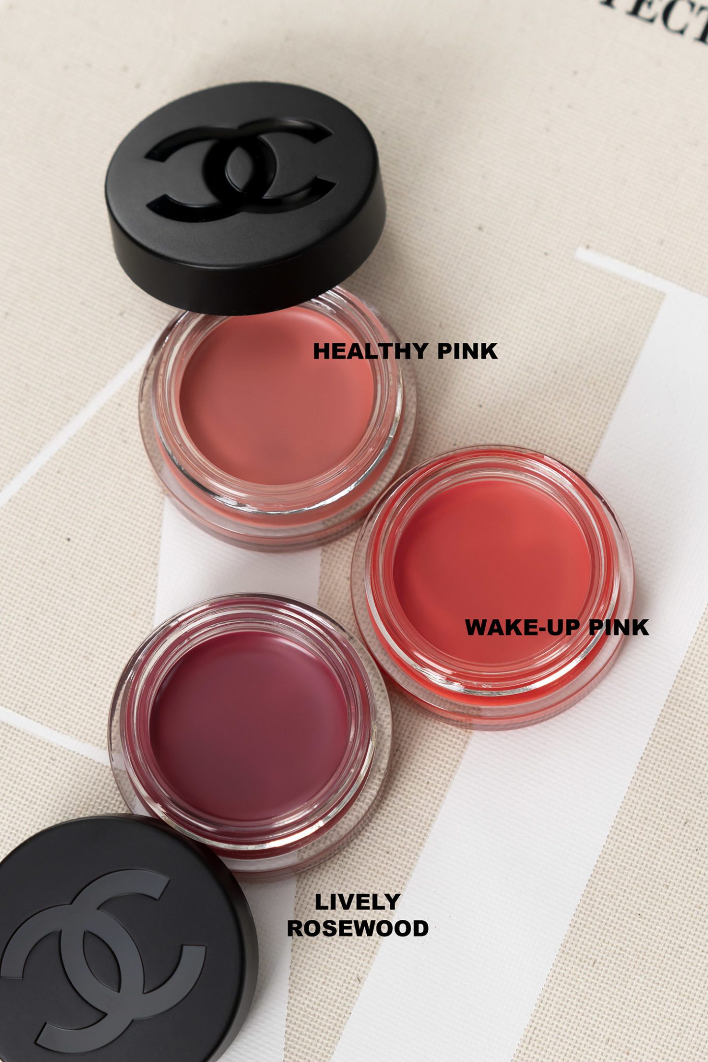 No 1 de Chanel Lip and Cheek Balm in Healthy Pink, Wake-Up Pink, Lively Rosewood