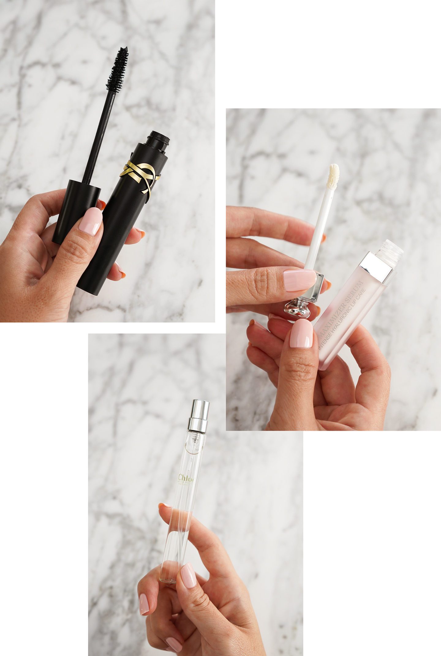 YSL Lash Clash, Dior Lip Maximizer Serum and Chloe Naturelle Mini
