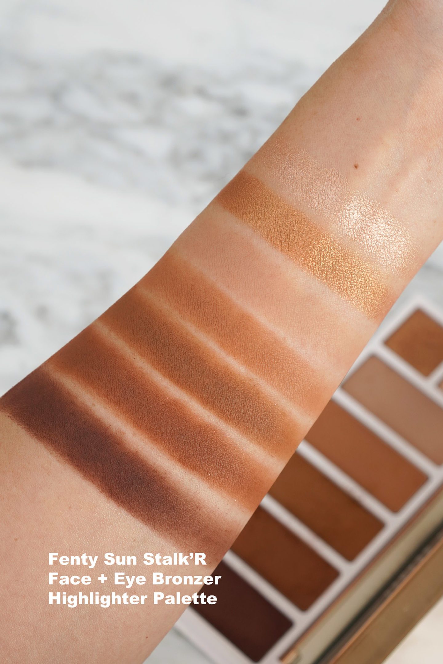Fenty Rihanna Sun Stalk’R Face + Eye Bronzer Highlighter Palette swatches