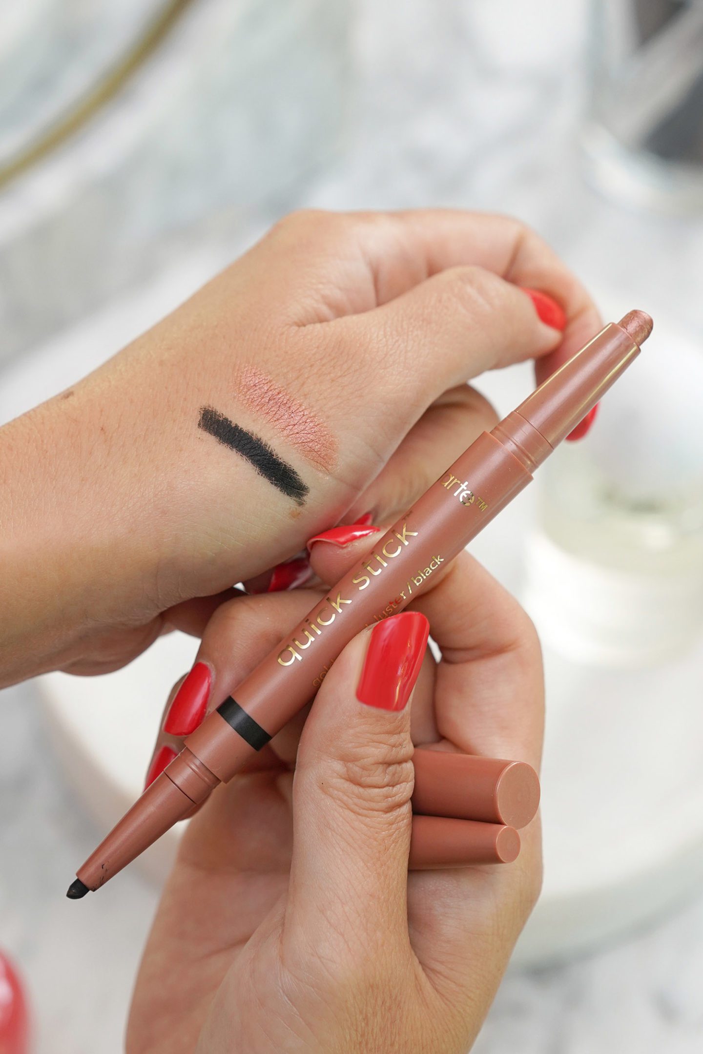 Tarte Quick Stick Waterproof Shadow and Liner in Golden Pink Luster/Black