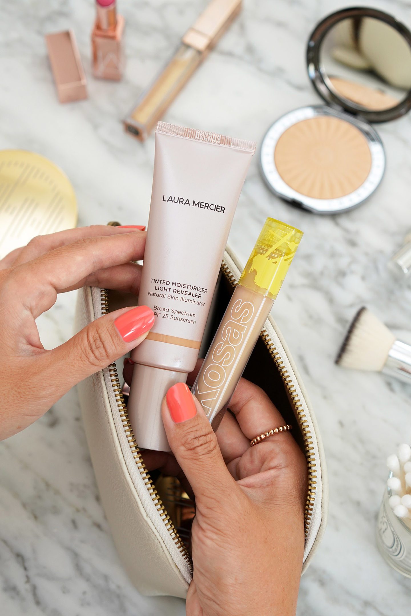 Laura Mercier Tinted Moisturizer Light Revealer Natural Skin Illuminator + the Kosas Revealer Concealer