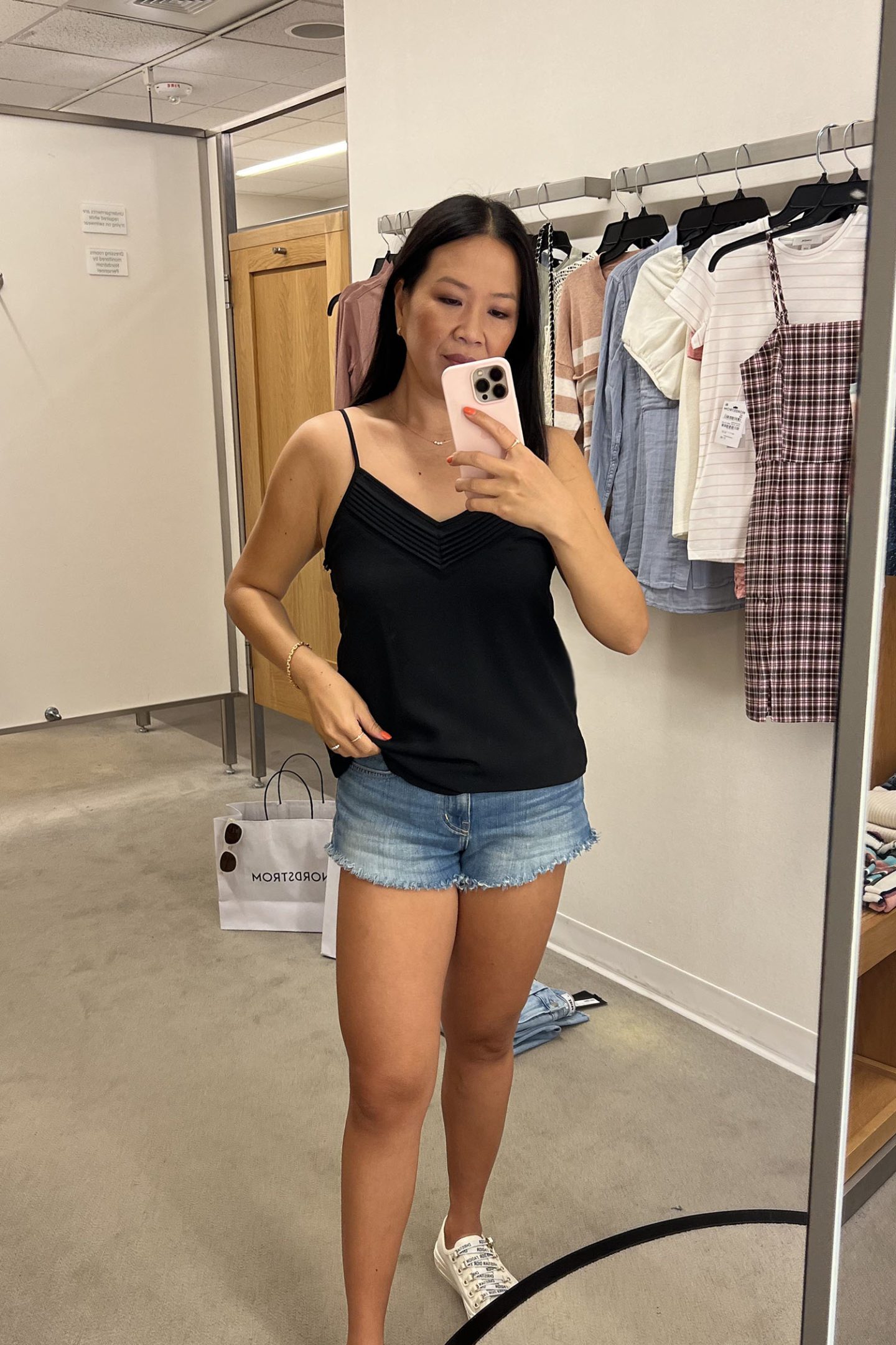 1.State Pintuck V-Neck Camisole in Black