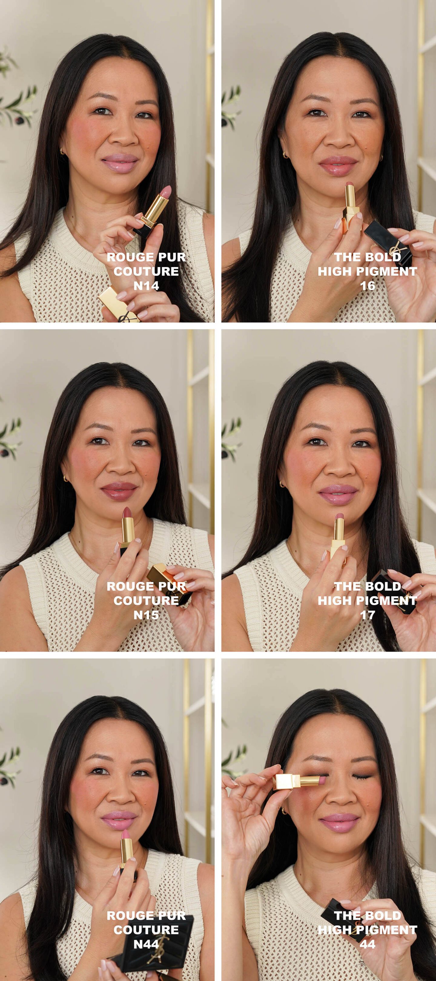 YSL Rouge Pur Couture and The Bold High Pigment new shades swatches