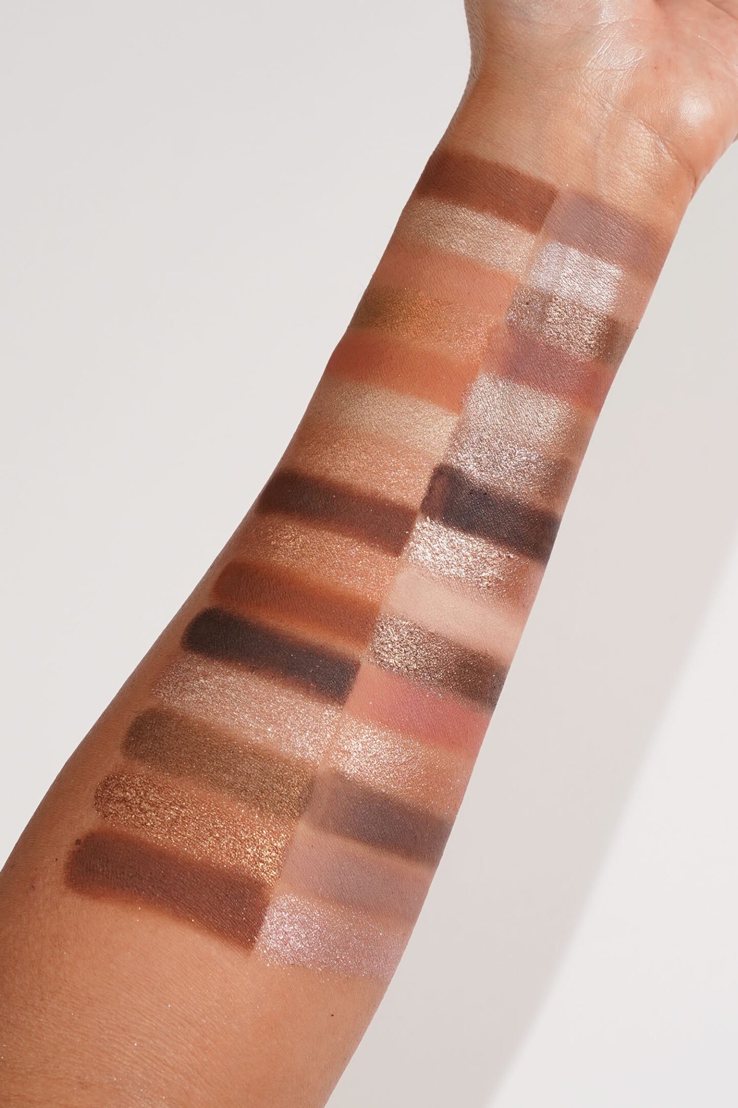 Natasha Denona I Need a Warm Palette swatches vs I Need a Nude Palette