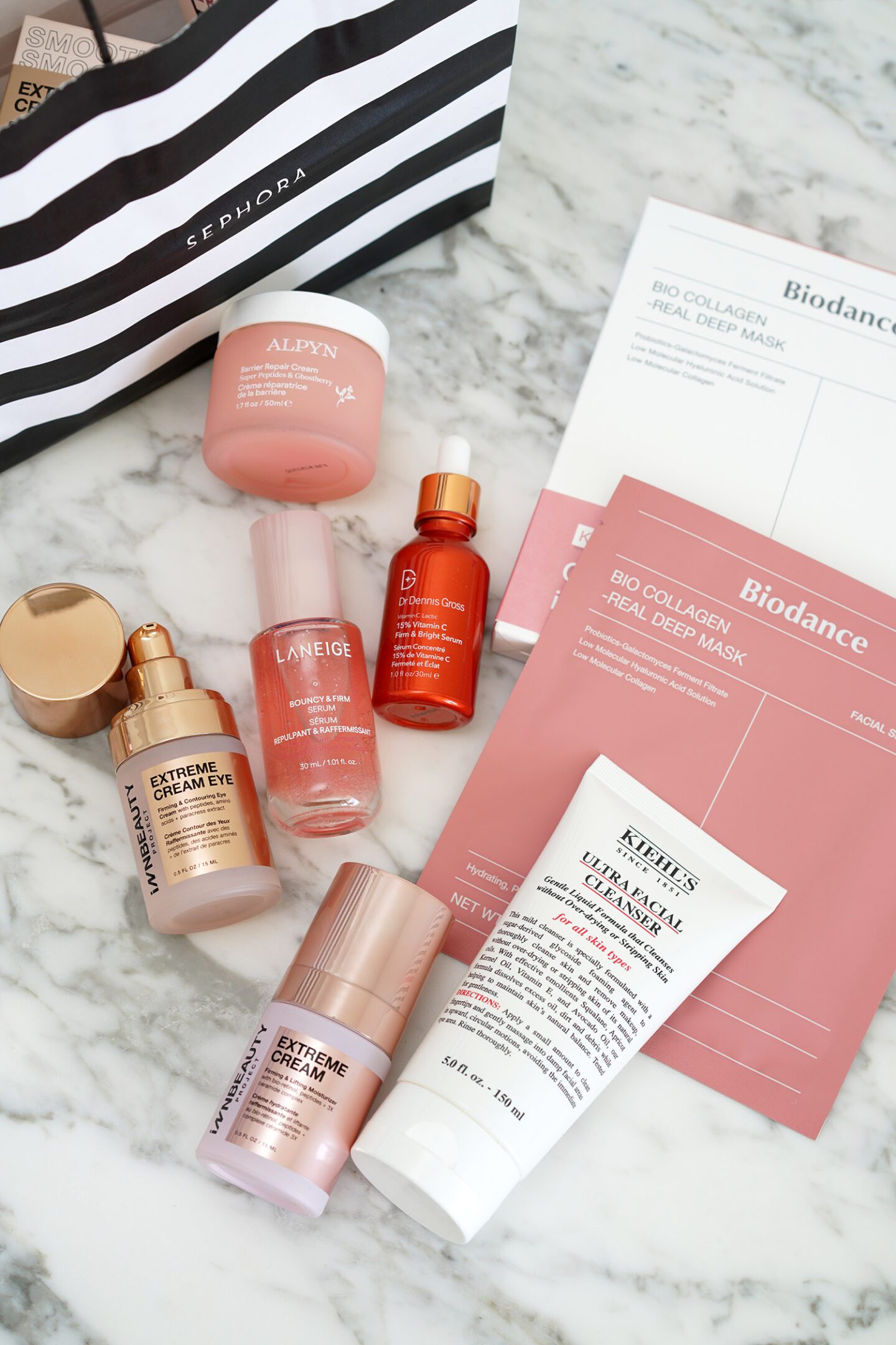 Sephora Sale Skincare haul Alpyn, Biodance, Kiehl's and iNNBeauty Project