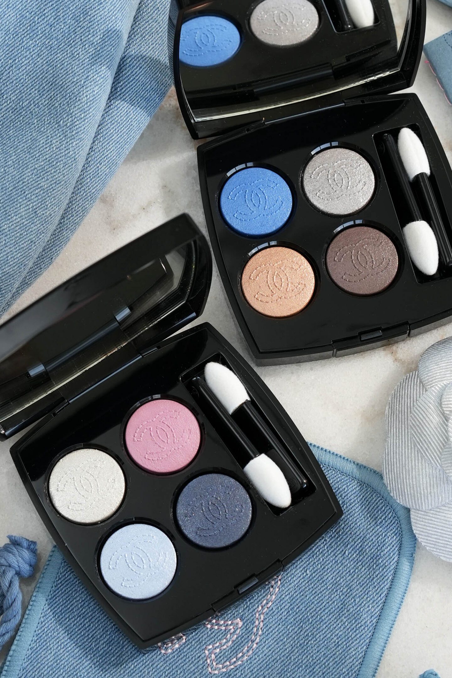 Chanel Denim Les 4 Ombres Eyeshadow Palettes Denim Dream and Coco Jean