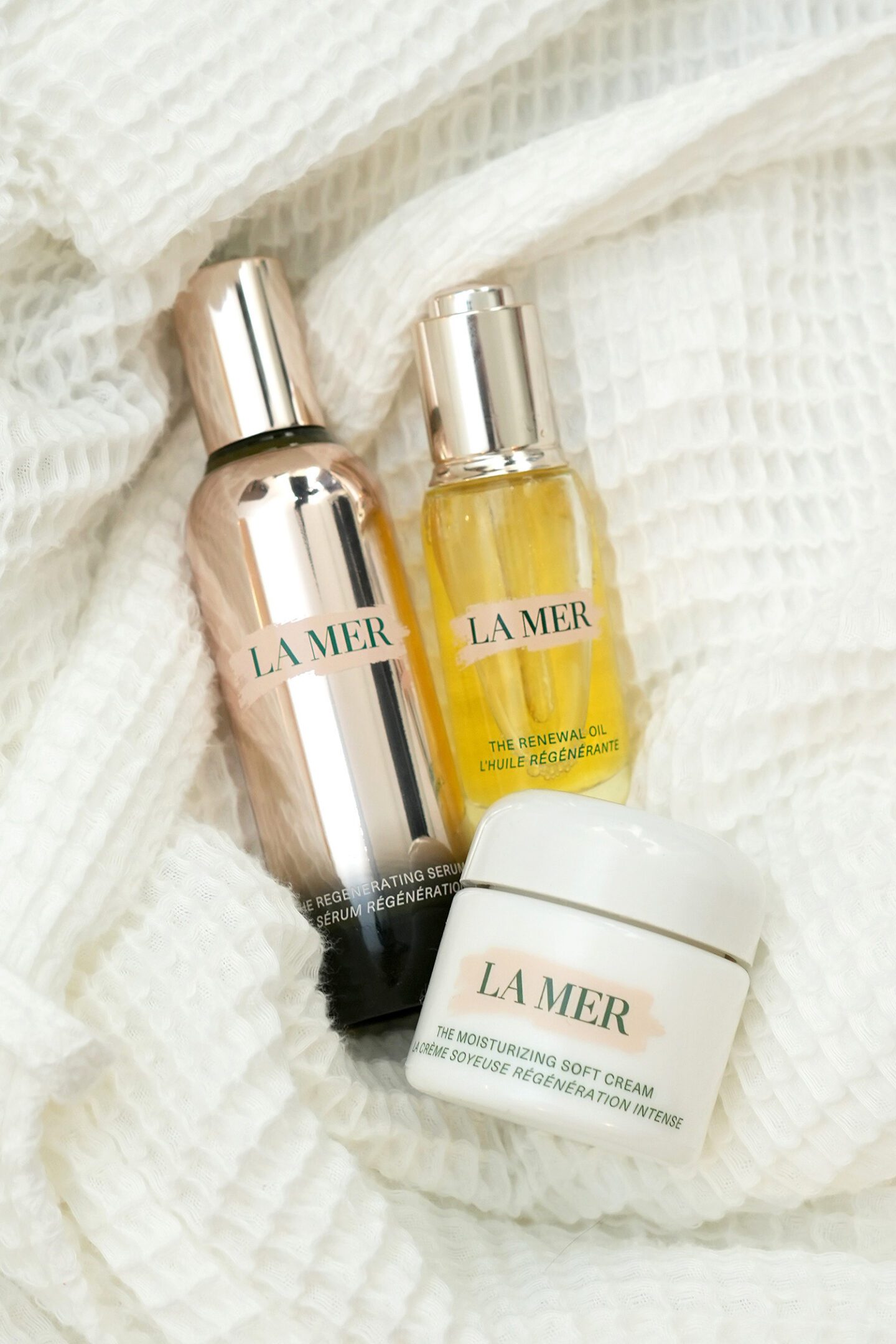 La Mer Moisturizing Soft Cream, Rejuvenating Serum and Oil