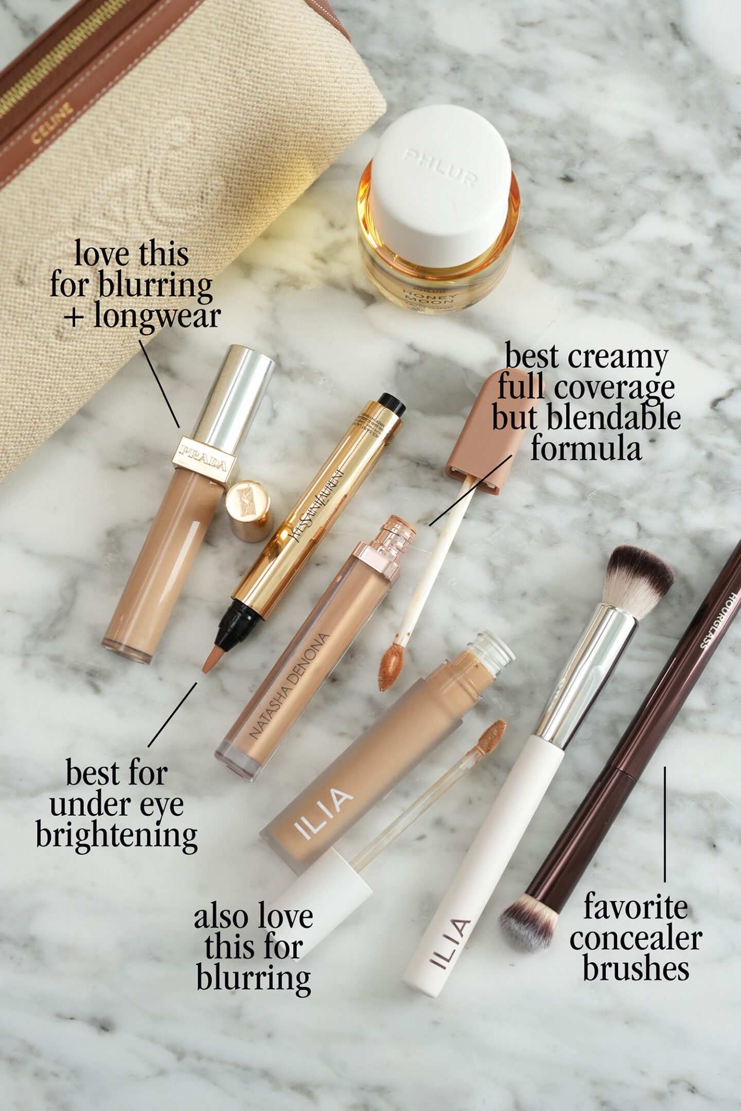 Best Concealers Prada, YSL, Natasha Denona and Ilia