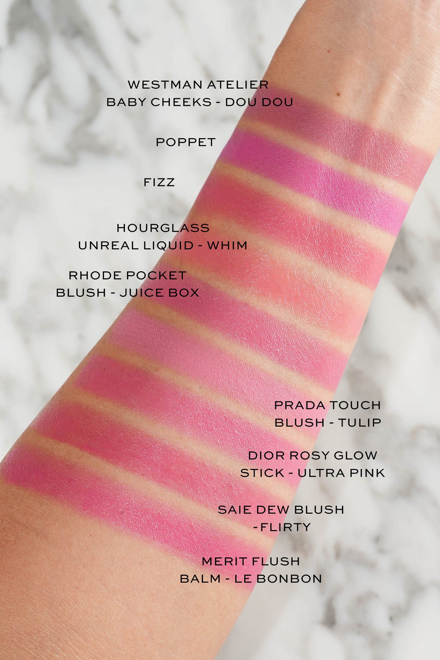 Bright Pink Blush swatches