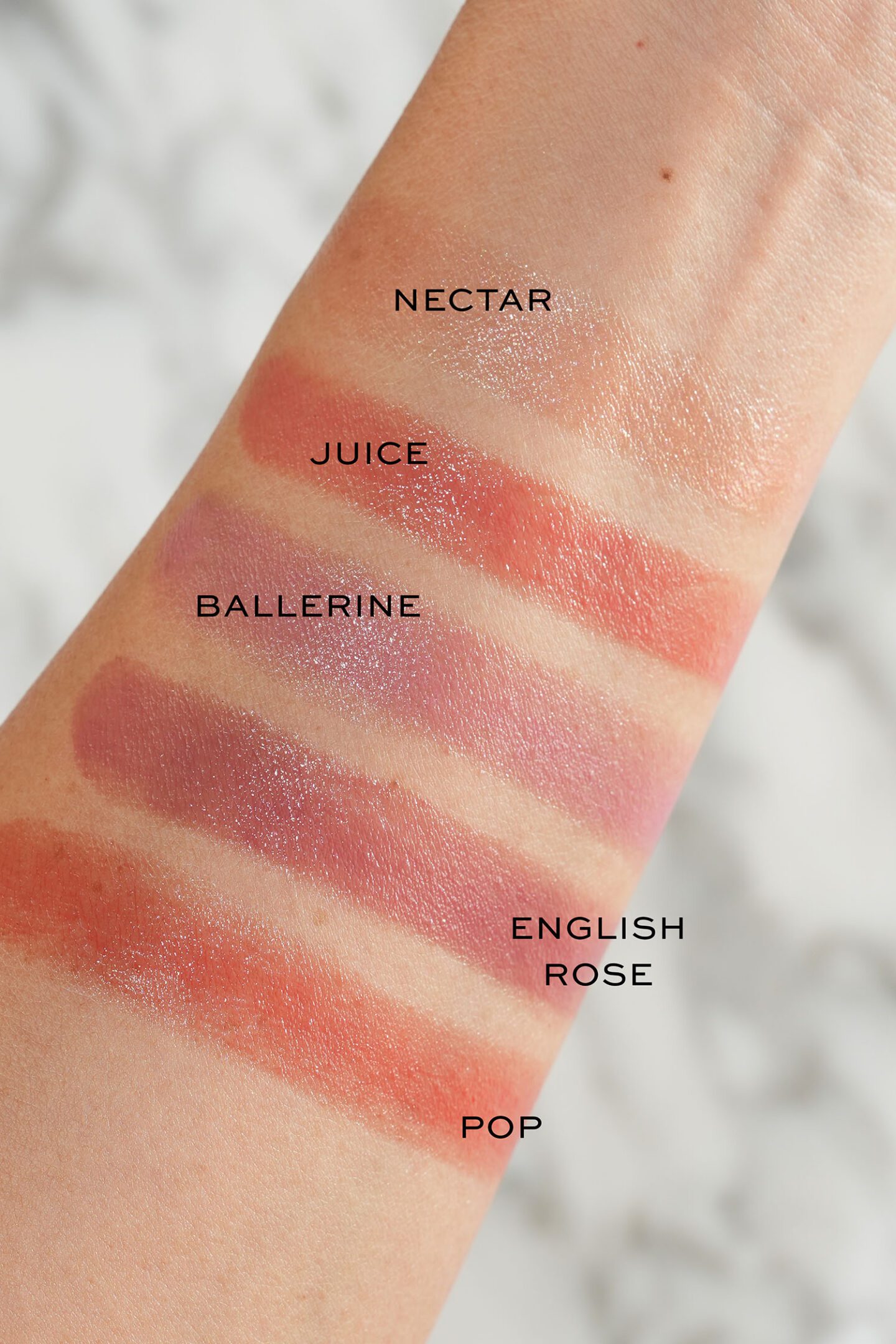 Westman Atelier HydroBalm Sheer Tinted Lipstick swatches
